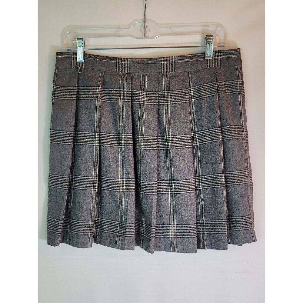 Angel Kiss Gray Pleated Plaid Y2K Schoolgirl Mini Skirt in Womens Size: Large - Picture 2 of 11